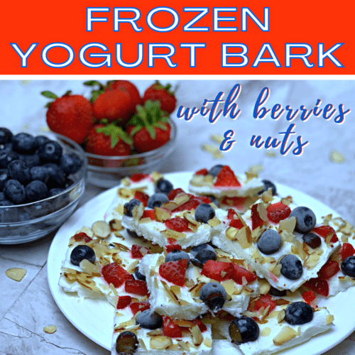 Yogurt Bark Red White Blue Cursive